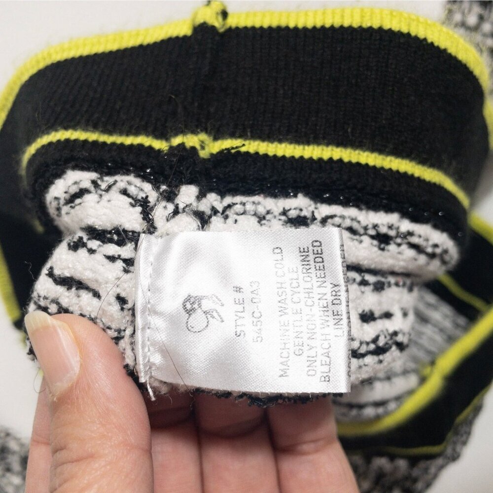 Rockets Of Awesome Girls Tweed Pattern Cardigan Sweater Black/White/Yellow Size - Picture 4 of 5